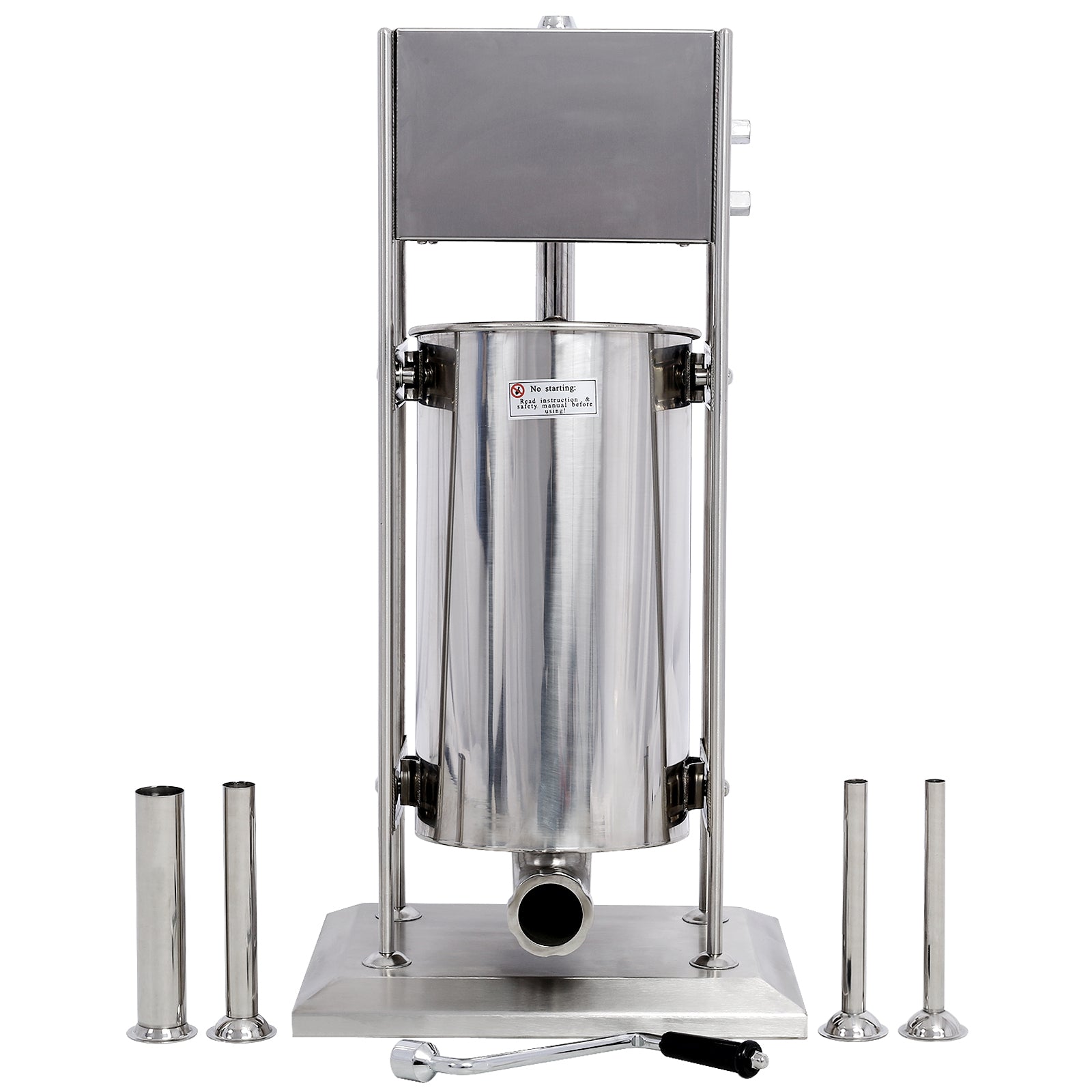 Stainless Steel Commercial Sausage Stuffer,Dual Speed Vertical Sausage Maker 22Lb 10L, Meat Filler With 4 Stuffing Tubes Silver Stainless Steel