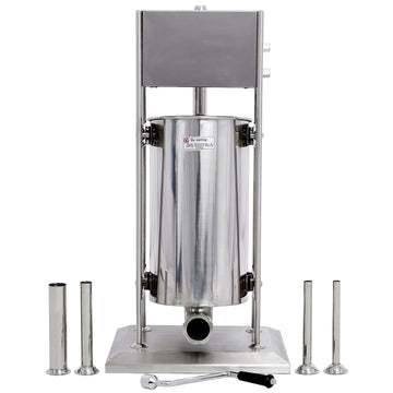Stainless Steel Commercial Sausage Stuffer,Dual Speed Vertical Sausage Maker 22Lb 10L, Meat Filler With 4 Stuffing Tubes Silver Stainless Steel