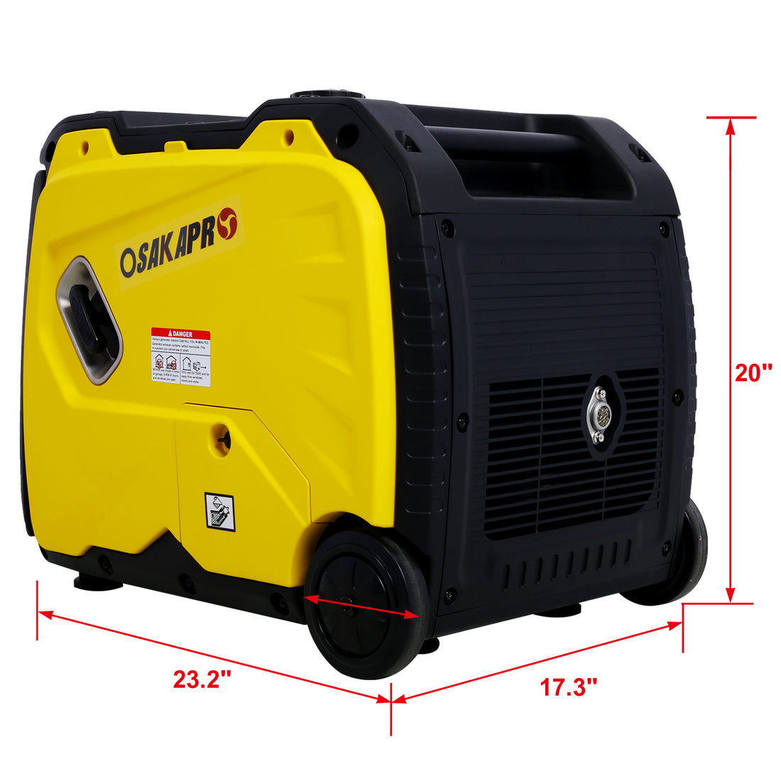 Super Quiet Inverter Generator 4500W Portable Generator Electric Start, Foldable Handle With Wheel,212Cc 4 Stroke Carb Epa Compliant Yellow Plastic