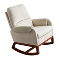 Modern Comfortable Velvet Rocking Chair For Living Room & Reading Room Beige Color Arm Pad Solid Beige Primary Living Space Foam Spot Clean Rocking Chairs Solid Back Foam Velvet