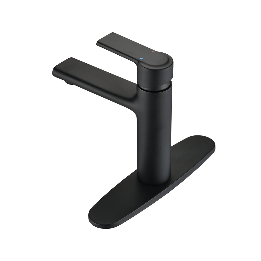 Matte Black Single Hole Bathroom Faucet With Deck Plate Matte Black Brass