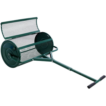 Peat Moss Spreader 24Inch,Compost Spreader Metal Mesh,T Shaped Handle For Planting Seeding,Lawn And Garden Care Manure Spreaders Roller Green Steel