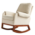 Modern Comfortable Velvet Rocking Chair For Living Room & Reading Room Beige Color Arm Pad Solid Beige Primary Living Space Foam Spot Clean Rocking Chairs Solid Back Foam Velvet