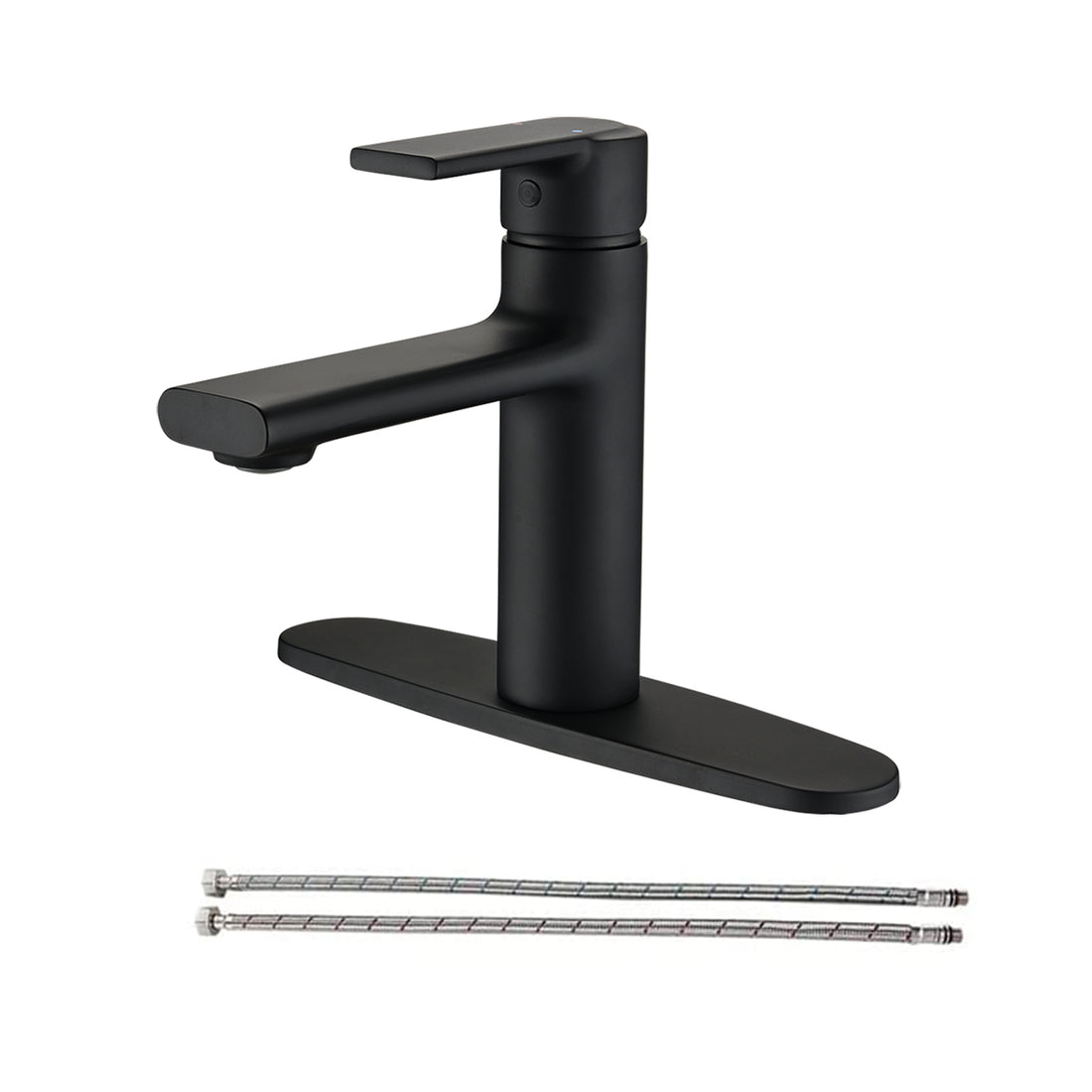 Matte Black Single Hole Bathroom Faucet With Deck Plate Matte Black Brass