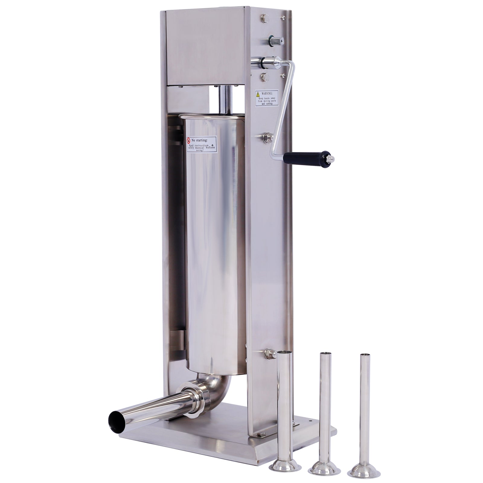 Stainless Steel Commercial Sausage Stuffer,Dual Speed Vertical Sausage Maker 15Lb 7L, Meat Filler With 4 Stuffing Tubes Silver Stainless Steel