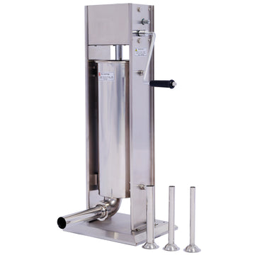 Stainless Steel Commercial Sausage Stuffer,Dual Speed Vertical Sausage Maker 11Lb 5L, Meat Filler With 4 Stuffing Silver Stainless Steel