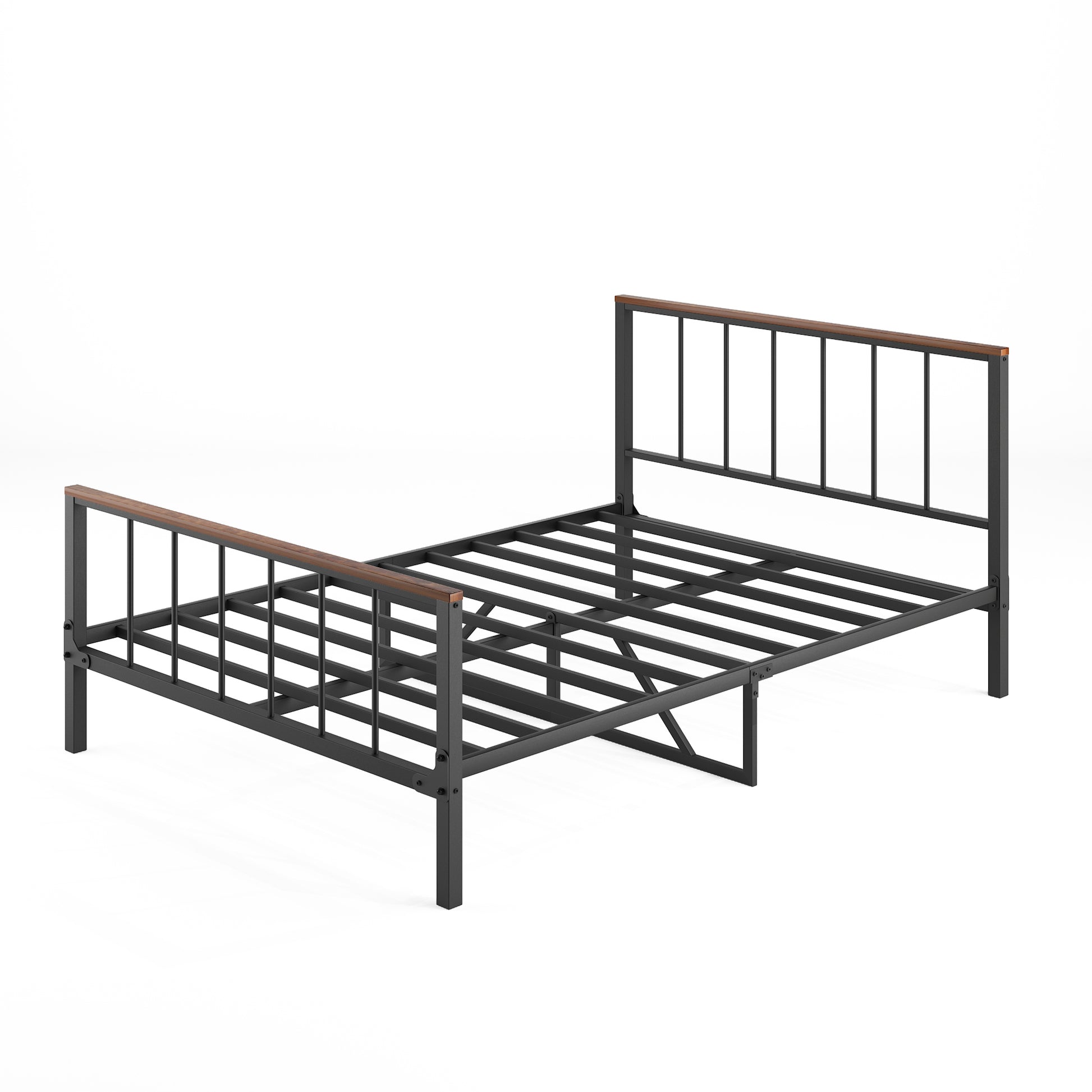 Metal Platform Bed Frame With Headboard And Footboard,Sturdy Metal Frame, No Box Spring Needed Full Full Black Metal