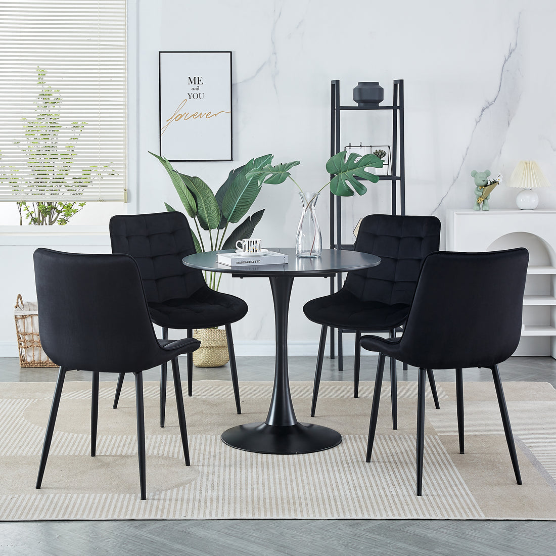 Dining Chair 2Pcs Black Modern Style Technology Suitable For Restaurants, Cafes, Taverns, Offices, Living Rooms, Reception Rooms.Simple Structure, Easy Installation. Black Velvet