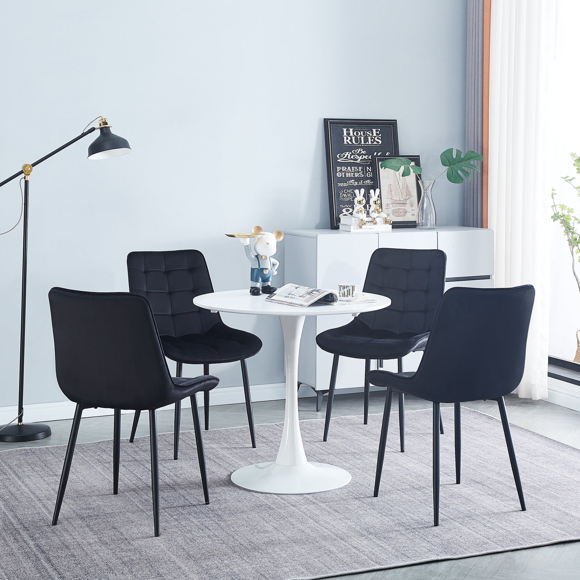 Dining Chair 2Pcs Black Modern Style Technology Suitable For Restaurants, Cafes, Taverns, Offices, Living Rooms, Reception Rooms.Simple Structure, Easy Installation. Black Velvet