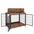 Furniture Style Dog Crate Side Table On Wheels With Double Doors And Lift Top. Rustic Brown, 43.7'' W X 30'' D X 31.1'' H. Rustic Brown Particle Board