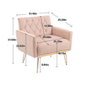 Coolmore Velvet Armchair Single Sofa Modern Tufted Upholstered Side Reading Chairs With Arm And Gold Metal Leg For Living Room Bedroom Pink Pink Foam Velvet