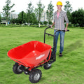 Wheelbarrow Utility Cart Electric Powered Cart 48V28Ah 500W Capacity 500Lbs 230Kg Material Debris Hauler 1000Lbs Towing Red Steel