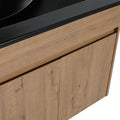 30 Inch Bathroom Vanity With Black Ceramic Basin And Adjust Open Shelf Kd Packing Imitative Oak Plywood