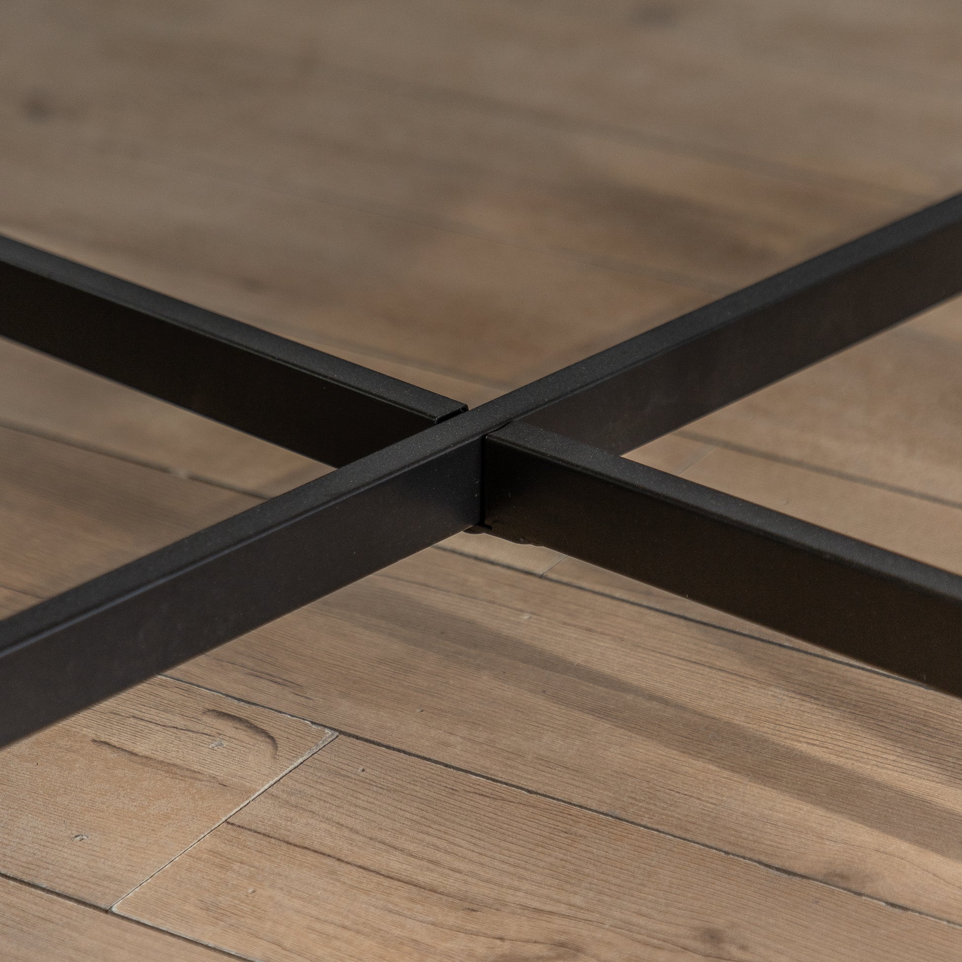 33"Modern Thread Design Round Coffee Tablemdf Table Top With Cross Legs Metal Base Natural Mdf