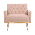 Coolmore Velvet Armchair Single Sofa Modern Tufted Upholstered Side Reading Chairs With Arm And Gold Metal Leg For Living Room Bedroom Pink Pink Foam Velvet