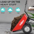 Wheelbarrow Utility Cart Electric Powered 24V Dc 180W Agm Battery 330Lbs 150Kgs Max Capacity Barrel Dump Material Debris Hauler Red Steel