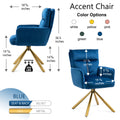 Dark Blue Velvet Contemporary High Back Upholstered Swivel Accent Chair Dark Blue Office Modern Foam Velvet