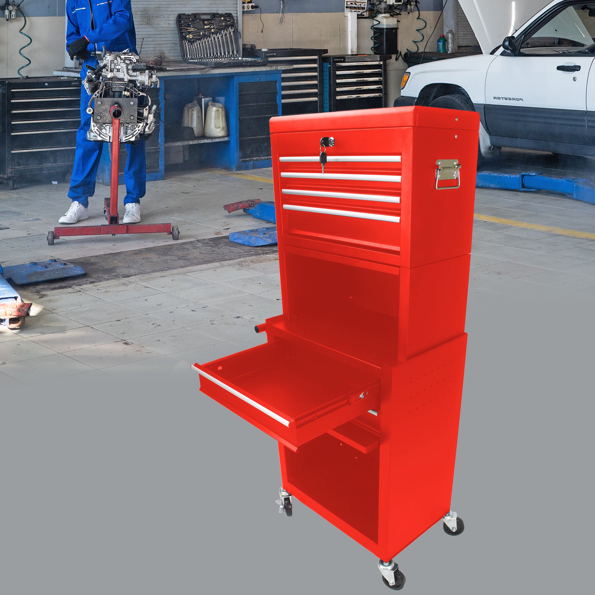 High Capacity Rolling Tool Chest With Wheels And Drawers, 6 Drawer Tool Storage Cabinet Red Red Steel