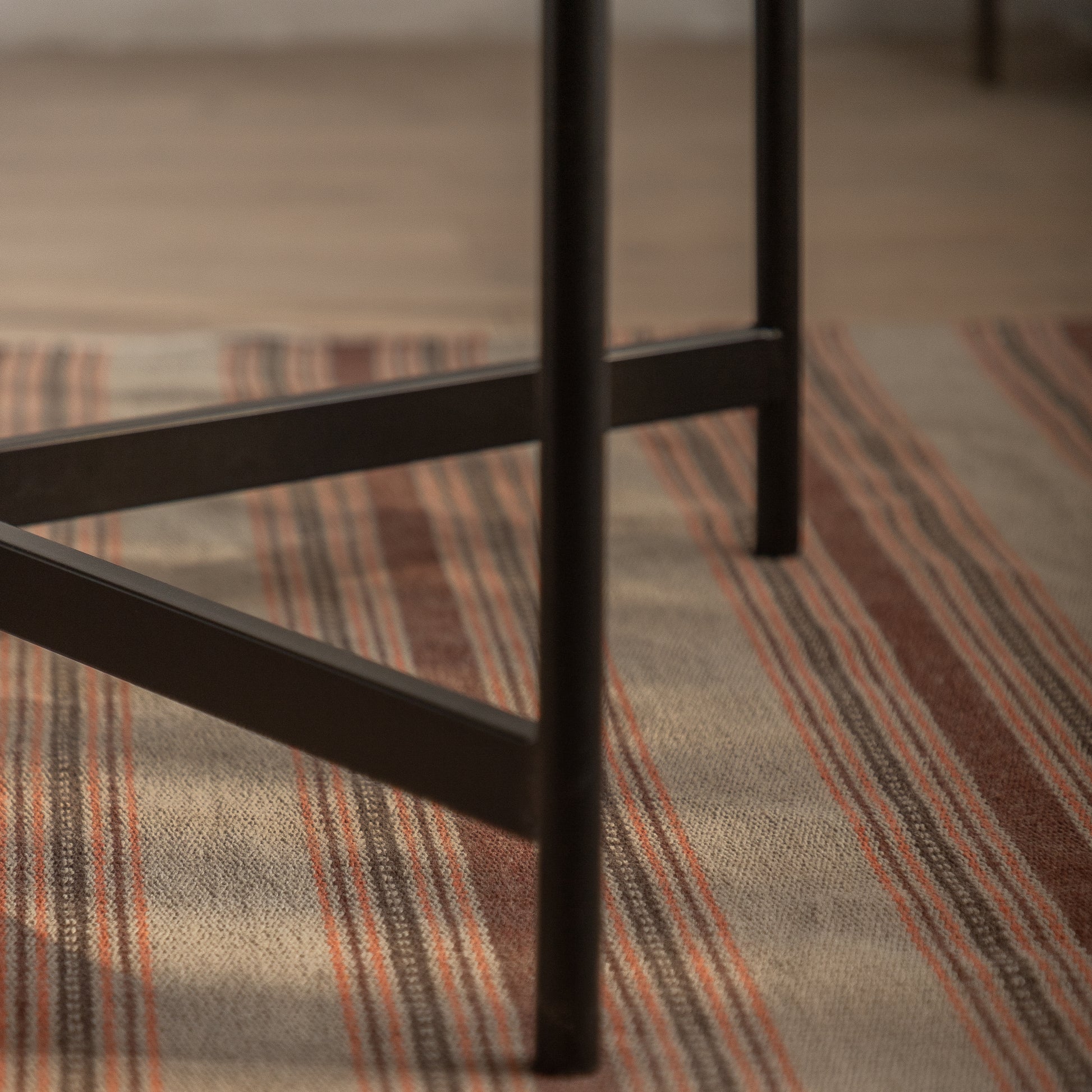 33"Modern Thread Design Round Coffee Tablemdf Table Top With Cross Legs Metal Base Natural Mdf