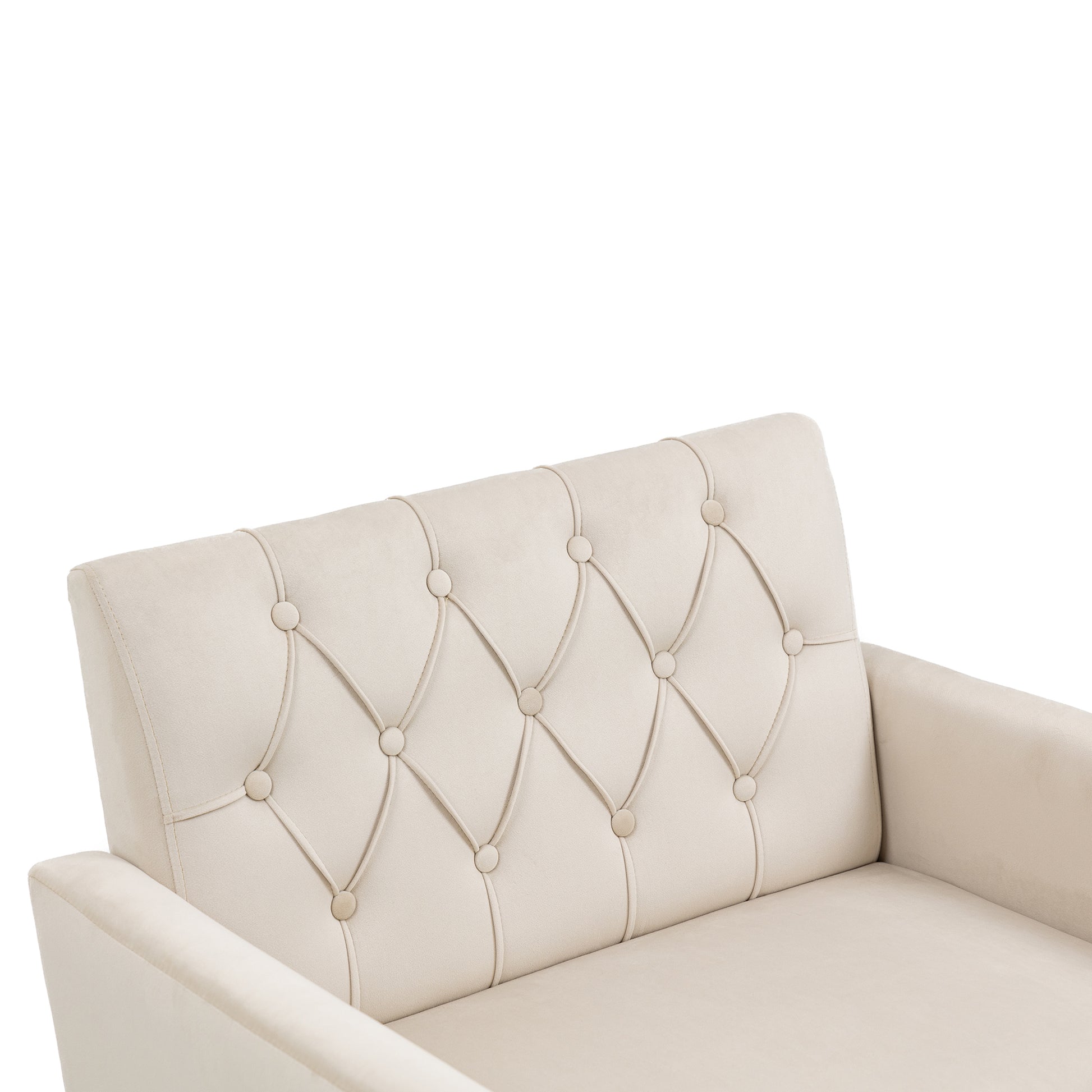 Coolmore Velvet Armchair Single Sofa Modern Tufted Upholstered Side Reading Chairs With Arm And Gold Metal Leg For Living Room Bedroom Beige Beige Foam Velvet