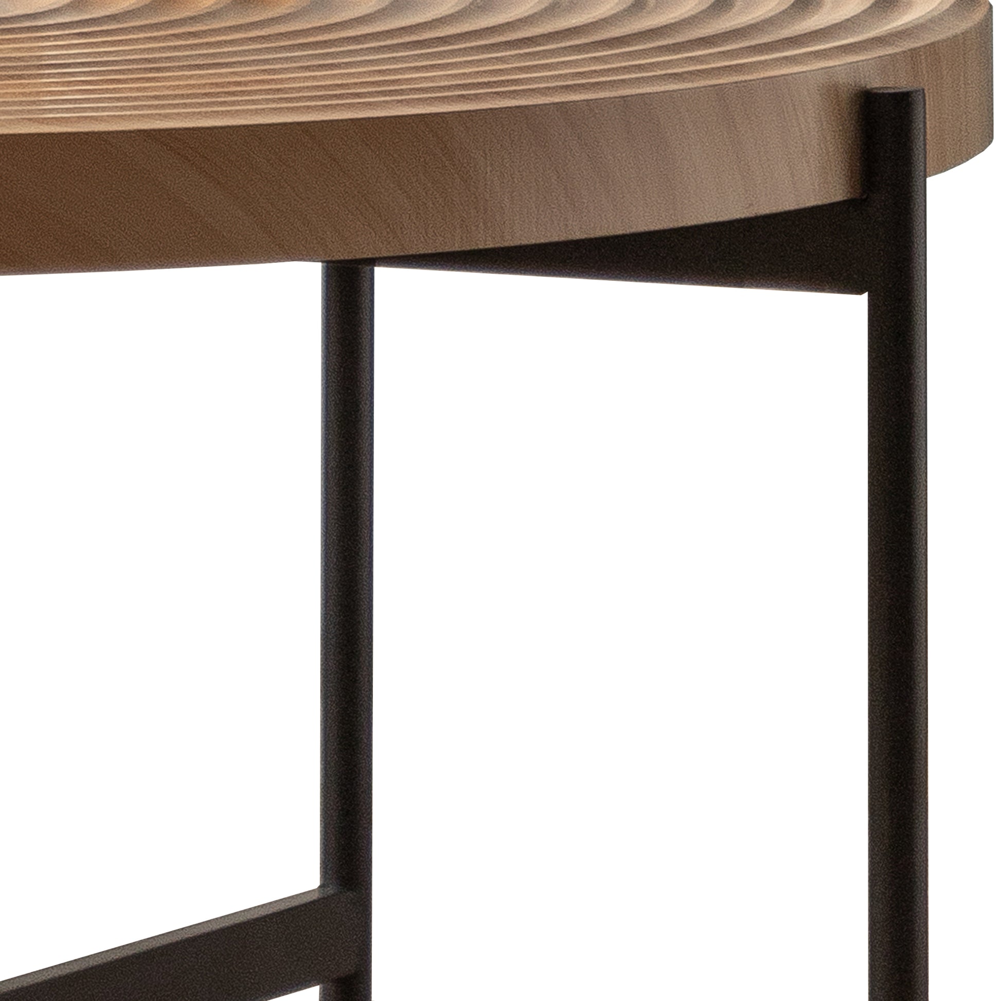 33"Modern Thread Design Round Coffee Tablemdf Table Top With Cross Legs Metal Base Natural Mdf