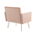 Coolmore Velvet Armchair Single Sofa Modern Tufted Upholstered Side Reading Chairs With Arm And Gold Metal Leg For Living Room Bedroom Pink Pink Foam Velvet