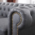 Classic Chesterfield Sofa Dark Grey Faux Leather Dark Grey Foam Technical Leather