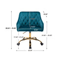 Coolmore Velvet Home Office Desk Chair, Modern Cute Computer Chair, Wheels Swivel Height Adjustable Swivel Task Chair For Home Office Teal Velvet Teal Foam Metal