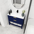 36 Inch Freestanding Bathroom Vanity Plywood With 2 Drawers,36X18 2 Navy Blue 1 Bathroom Freestanding Modern Plywood