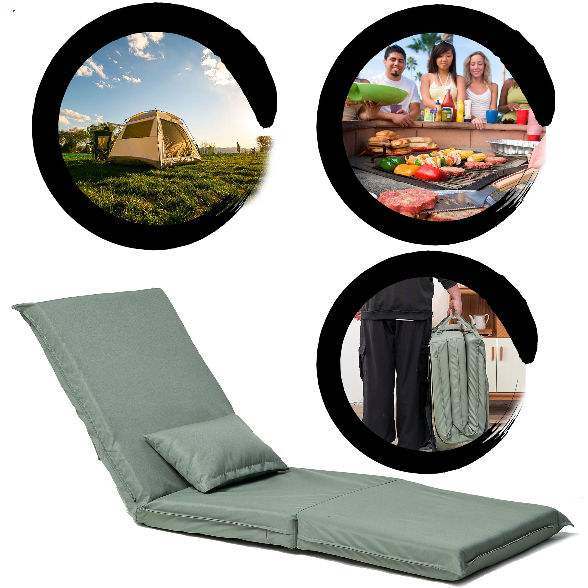 Foldable Portable Chair For Outdoor Travel, Picnic, Bbq,Camping Folding Adults With Carry Bag,Portable Chair For Outdoor Travel, Fourteen Position Adjustable Recliner Light Green Cotton Metal