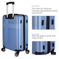 3 Piece Luggage With Tsa Lock Abs, Durable Luggage Set, Lightweight Suitcase With Hooks, Spinner Wheels Cross Stripe Luggage Sets 20In 24In 28In Light Blue Abs