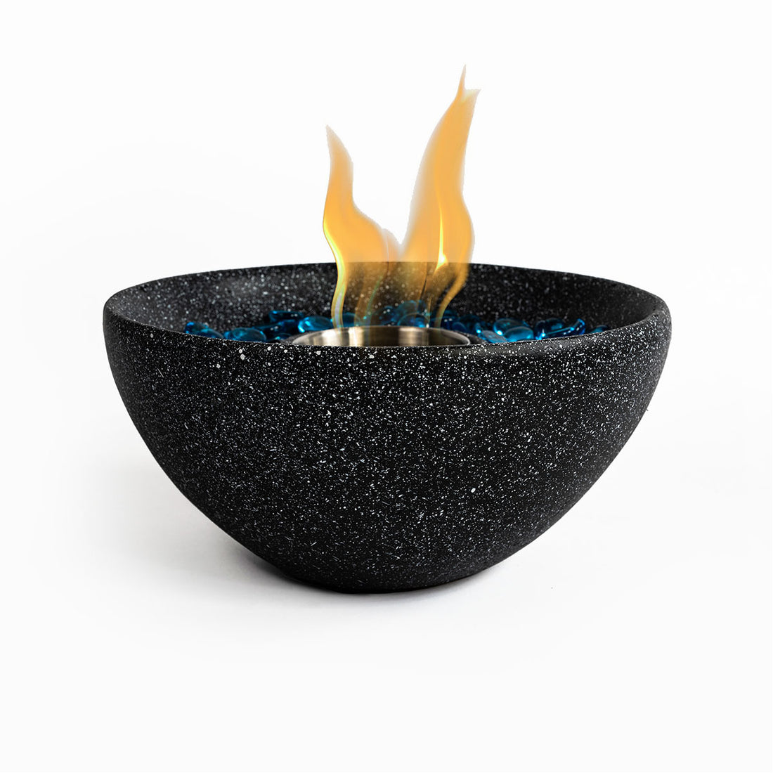 Tabletop Fire Pit Black, Table Top Fire Bowl Outdoor & Indoor Portable Ethanol Fireplace Alcohol Fire Pot Black Concrete