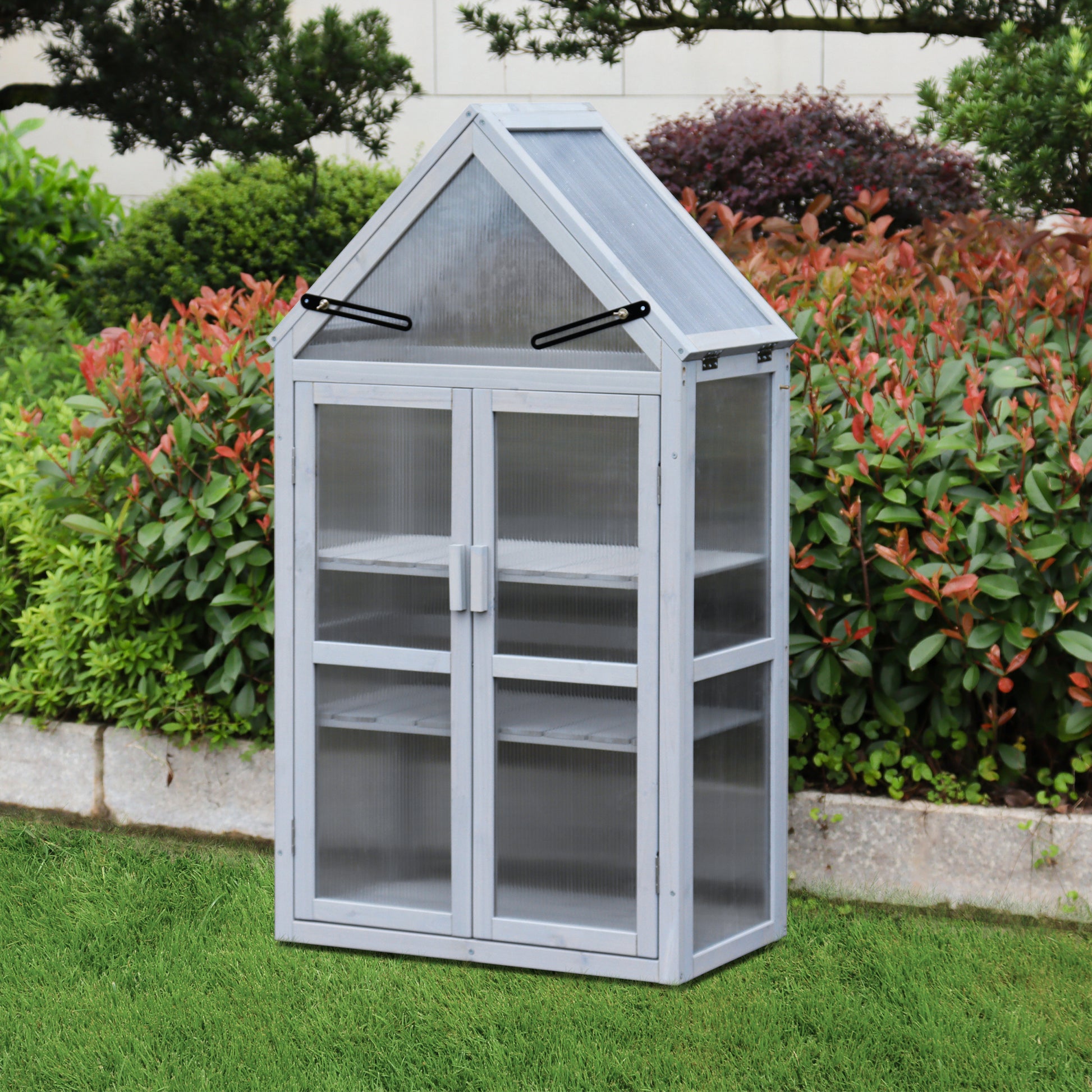 Mini Greenhouse Kit Outdoor Plant Stand, Small Green House, Plant Stand Indoor, Green Houses For Outside, Indoor Garden & Patio Accessories Indoor Greenhouse, Tiered Plant Stand Gray Foam Metal & Wood