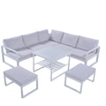 Not Allowed To Sell To Industrial Style Outdoor Sofa Combination Set With 2 Beautiful Sofa,1 Single Sofa,1 Table,2 Bench White Steel