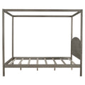 Queen Size Canopy Platform Bed With Headboard And Support Legs,Brown Wash Brown Pine