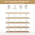 5 Tier Bookcase Home Office Open Bookshelf, Vintage Industrial Style Shelf, Mdf Board, White Metal Frame, Oak White Oak Mdf Steel