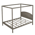 Queen Size Canopy Platform Bed With Headboard And Support Legs,Brown Wash Brown Pine