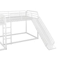 Full And Twin Size L Shaped Bunk Bed With Slide And Short Ladder, White Black Metal