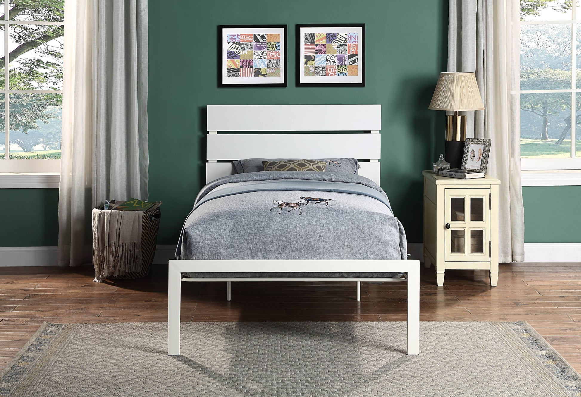 White Metal Frame Twin Size Bed 1Pc Casual Style Bedroom Furniture Twin White Metal Bedroom Metal