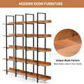 5 Tier Bookcase Home Office Open Bookshelf, Vintage Industrial Style Shelf, Mdf Board, Black Metal Frame, Brown Black Brown Mdf Steel