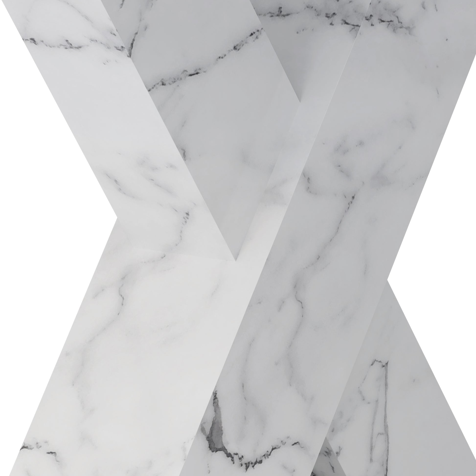 Modern Square Dining Table, Stretchable, With Printed White Marble Table Top Mdf X Shape Table Leg With Metal Base White Mdf Steel