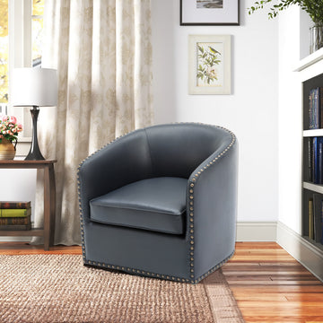 Trenton Swivel Arm Chair Midnight Blue Dark Blue Foam Pu Leather