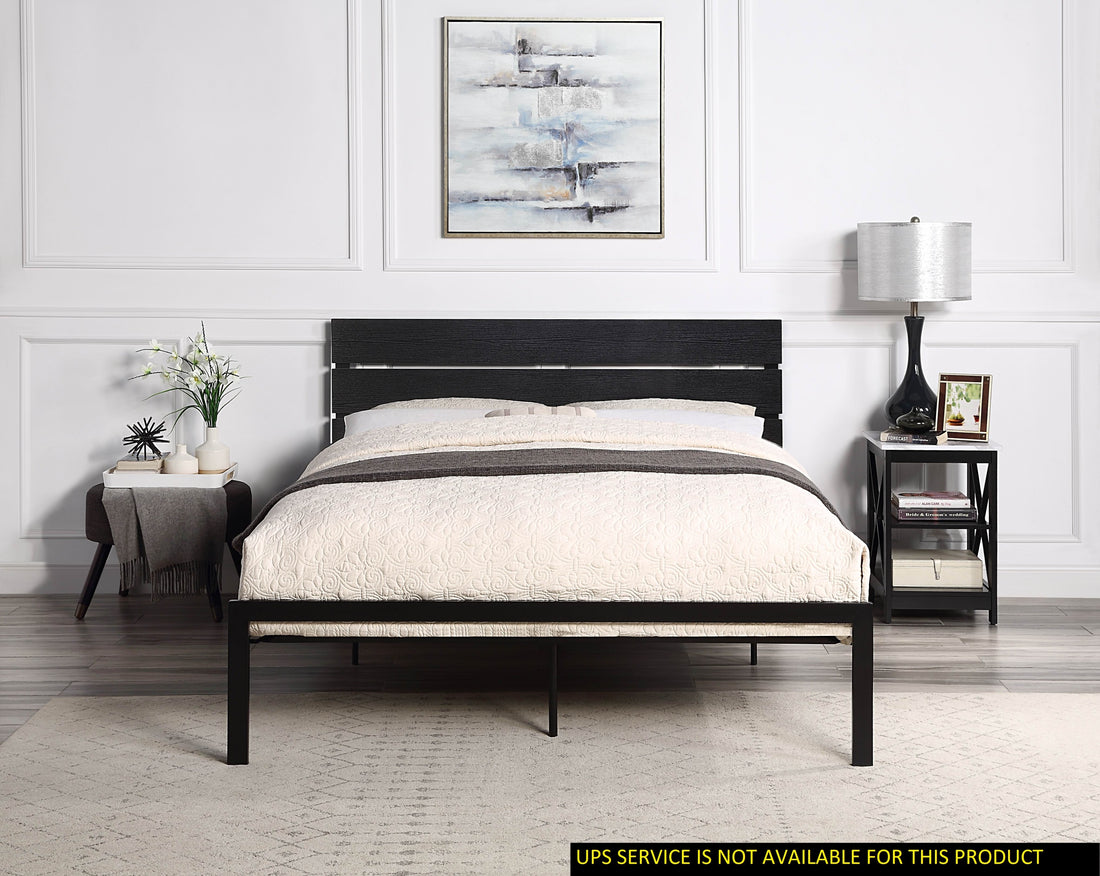 Black Metal Frame Queen Size Bed 1Pc Queen Black Metal Bedroom Metal