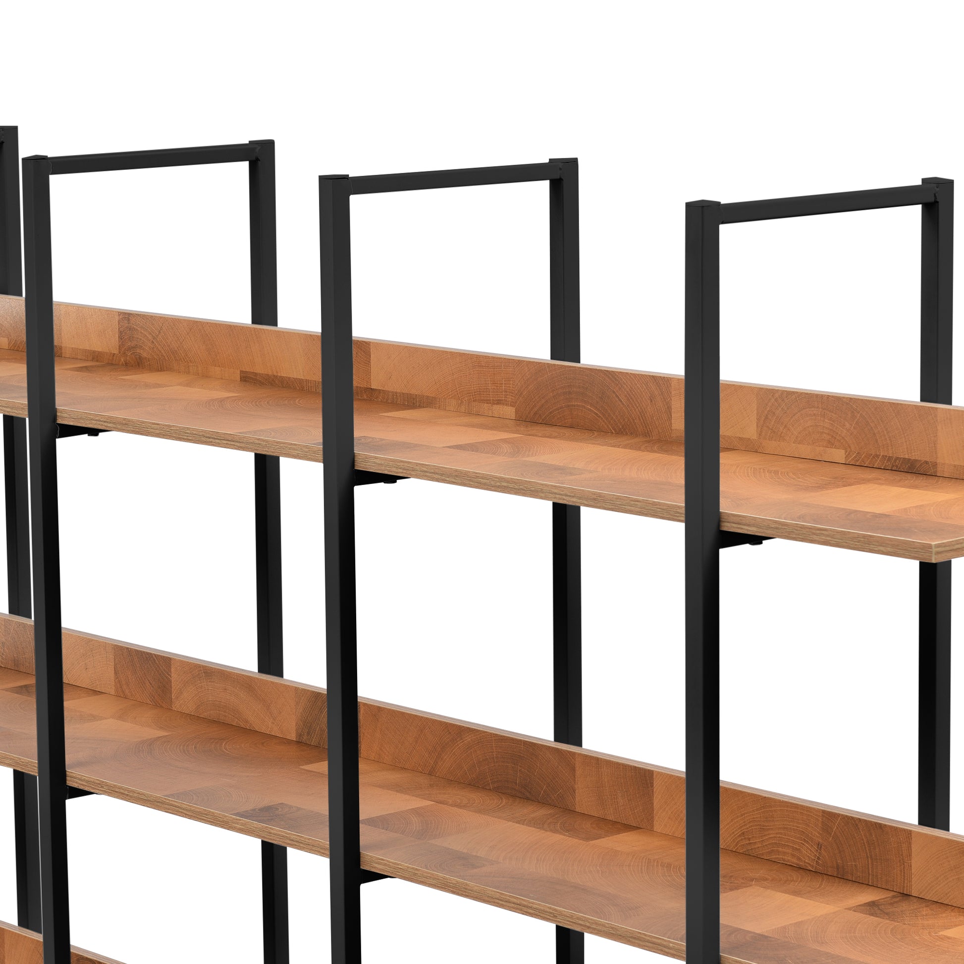 5 Tier Bookcase Home Office Open Bookshelf, Vintage Industrial Style Shelf, Mdf Board, Black Metal Frame, Brown Black Brown Mdf Steel