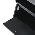 6Mm Glass Top Coffee Table With Open Shelves And Cabinets, Geometric Style Cocktail Table With Great Storage Capacity, Modernist 2 Tier Center Table For Living Room, Black Black Particle Board