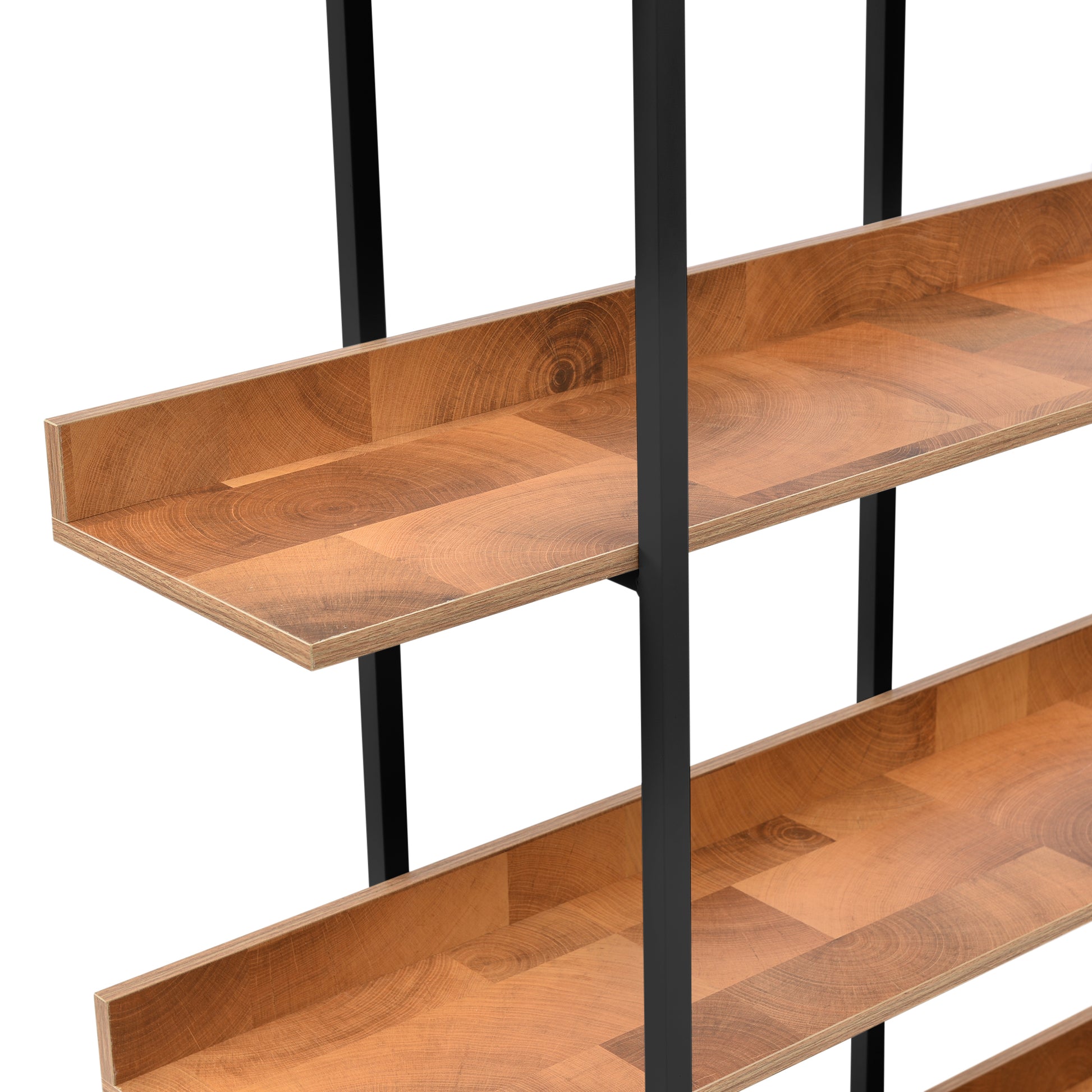 5 Tier Bookcase Home Office Open Bookshelf, Vintage Industrial Style Shelf, Mdf Board, Black Metal Frame, Brown Black Brown Mdf Steel