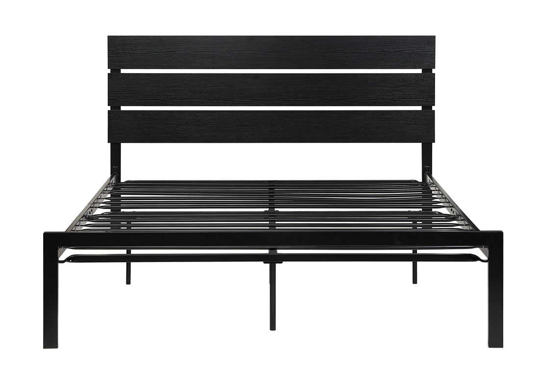 Black Metal Frame Queen Size Bed 1Pc Queen Black Metal Bedroom Metal