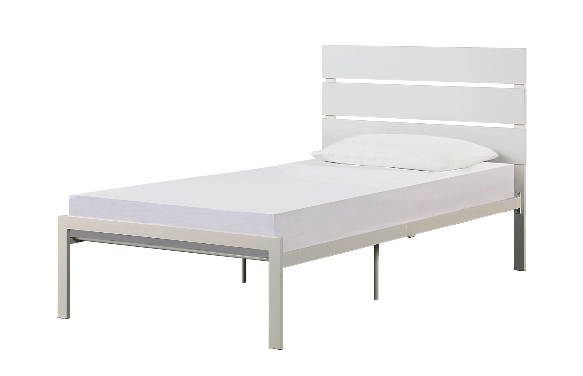 White Metal Frame Twin Size Bed 1Pc Casual Style Bedroom Furniture Twin White Metal Bedroom Metal