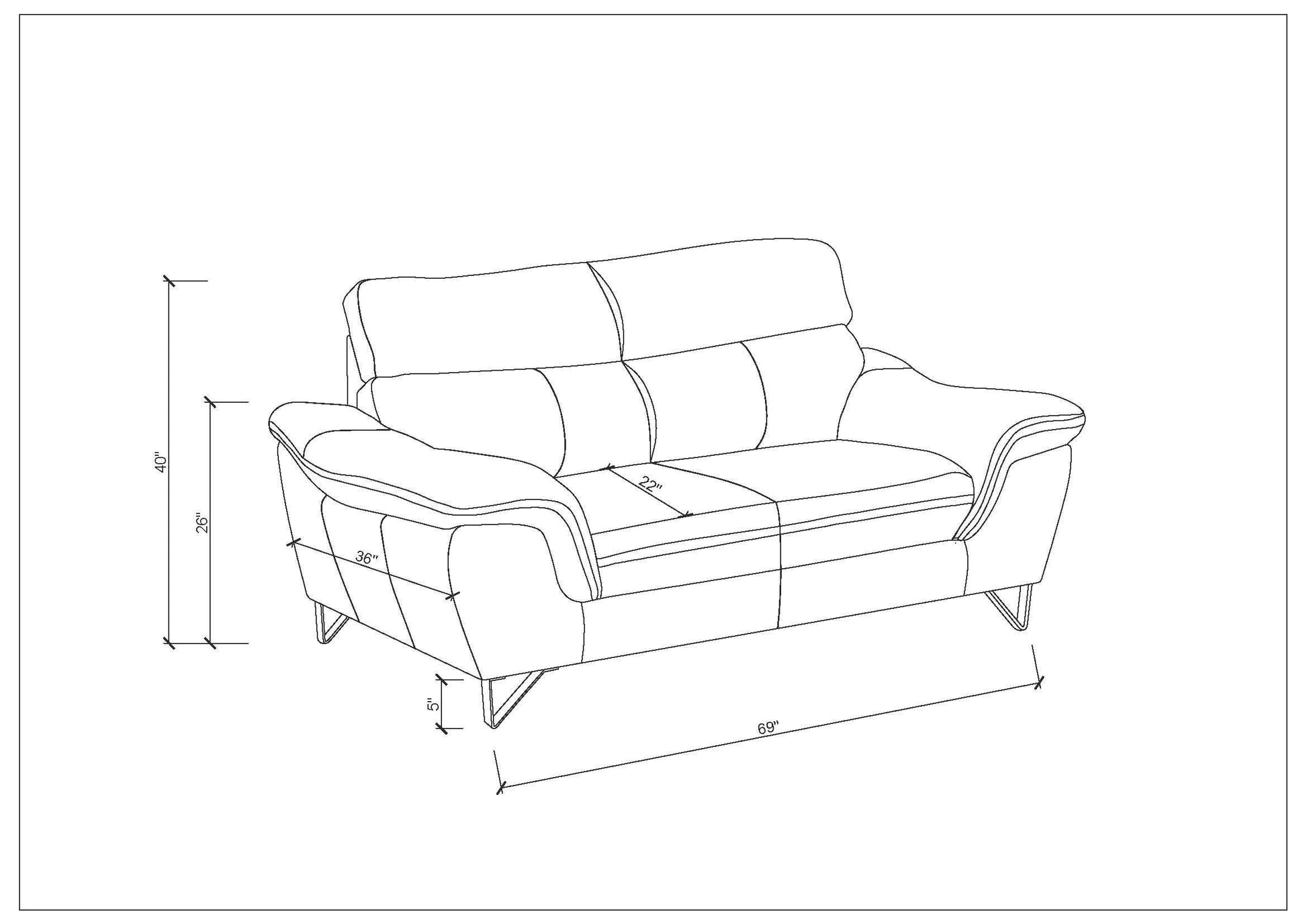 Genuine Leather Loveseat Beige Foam Leather