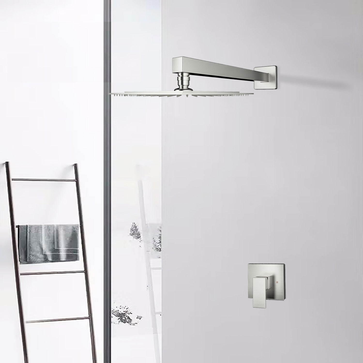 Wall Mounted Shower Faucet In Brushed Nickel Valve Included Brushed Nickel Brass